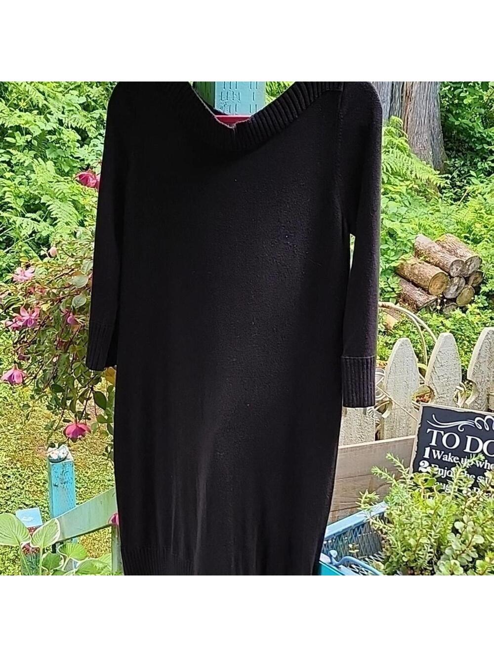 Michael Michael Kors Women's Black Long Sleeve Sweater Dress Large Zipper Sleeve
